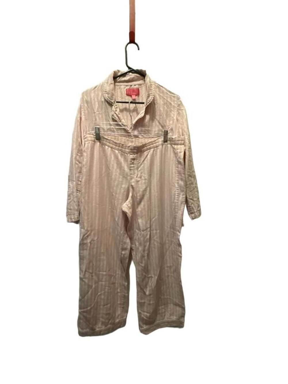 Victoria's Secret Pajama Set Size L Pink White Silver Metallic Striped
